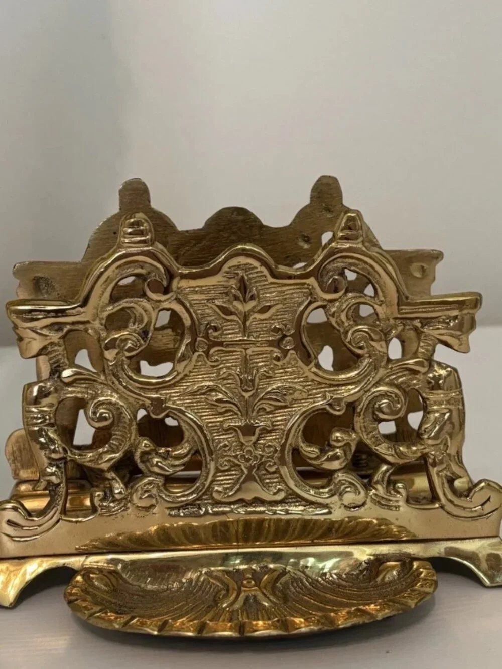 Maitland Smith Ornate Brass Letter or Napkin Holder Hand Made In India